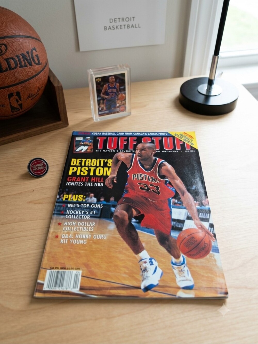 April 1995 🏀 Grant Hill, Detroit Pistons — Tuff Stuff Magazine VINTAGE 1990s
